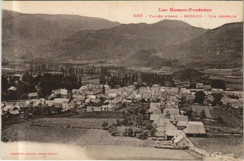 Carte postale ancienne Bedous Vue Generale à Bedous