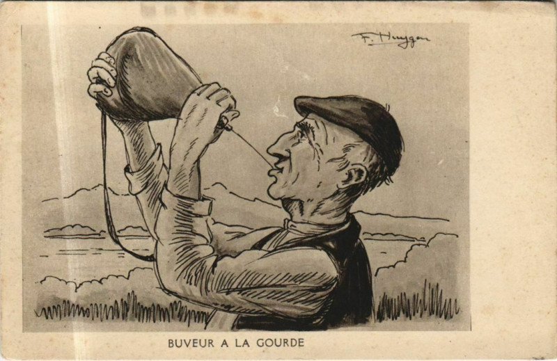 Carte postale ancienne Buveur a la Gourde - Type