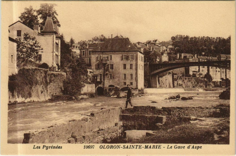Carte postale ancienne Oloron-Sainte-Marie La Gave d'Aspe à Oloron-Sainte-Marie
