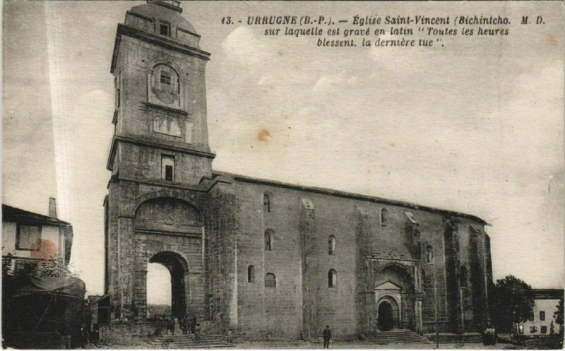 Carte postale ancienne Urrugne Eglise Saint-Vicent à Urrugne