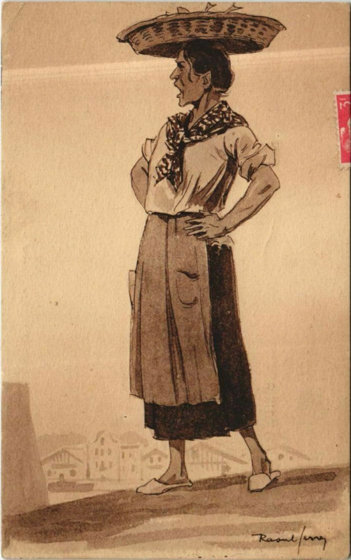 Carte postale ancienne Au Pays Basques - Marchand de Sardines - Type