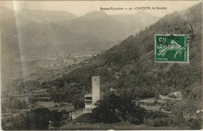Carte postale ancienne Castet Castets - Le Donjon à Castet