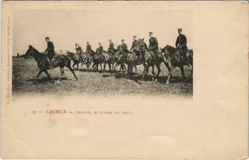 Carte postale ancienne Saumur Travail Militaire au Breil à Saumur