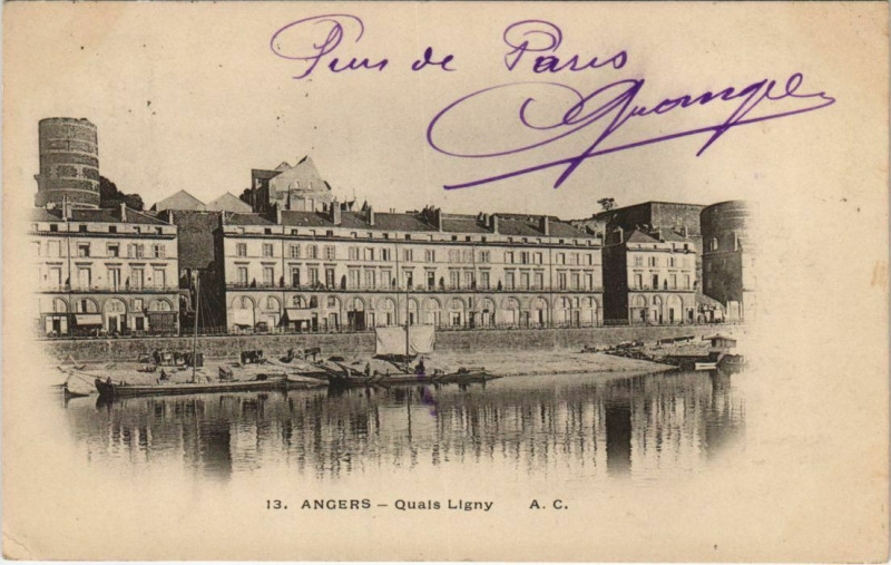 Carte postale ancienne Angers Quais Ligny à Angers