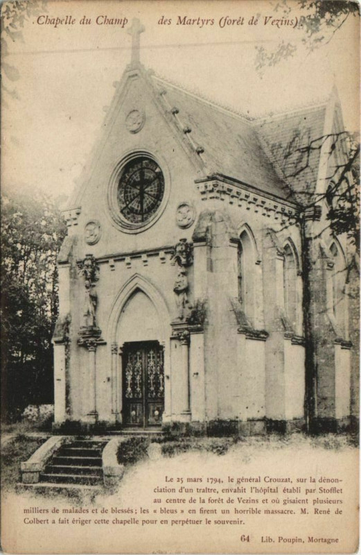 Carte postale ancienne Foret de Vezins - Chapelle du Champ des Martyrs à Vezins