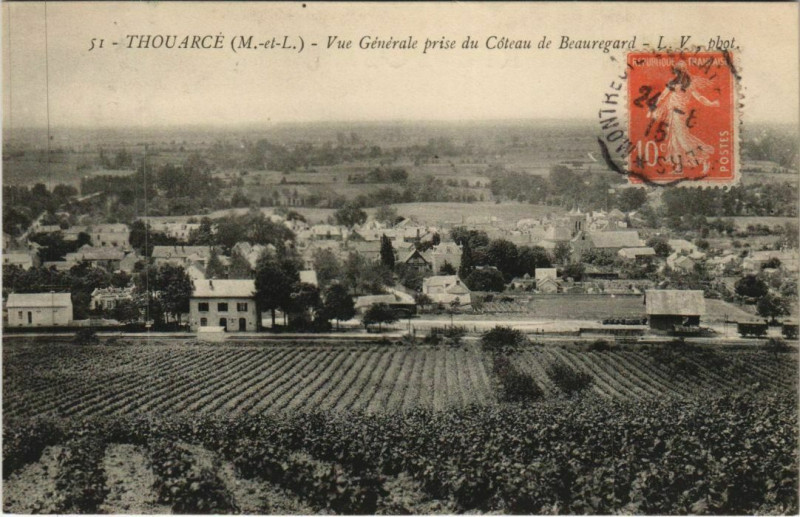 Carte postale ancienne Thouarce Vue Generale prise du Chateau de Beauregard
