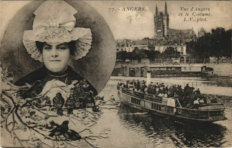 Carte postale ancienne Angers Vue d'Angers et le Costume à Angers