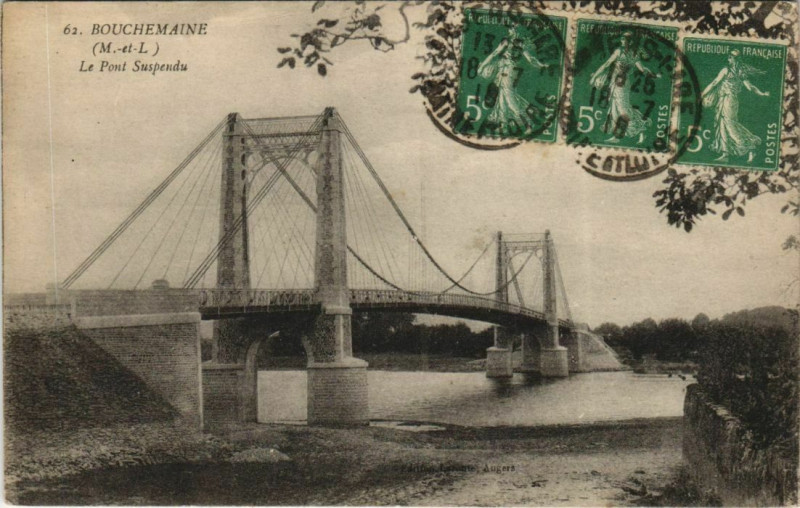 Carte postale ancienne Bouchemaine Le Pont Suspendu à Bouchemaine