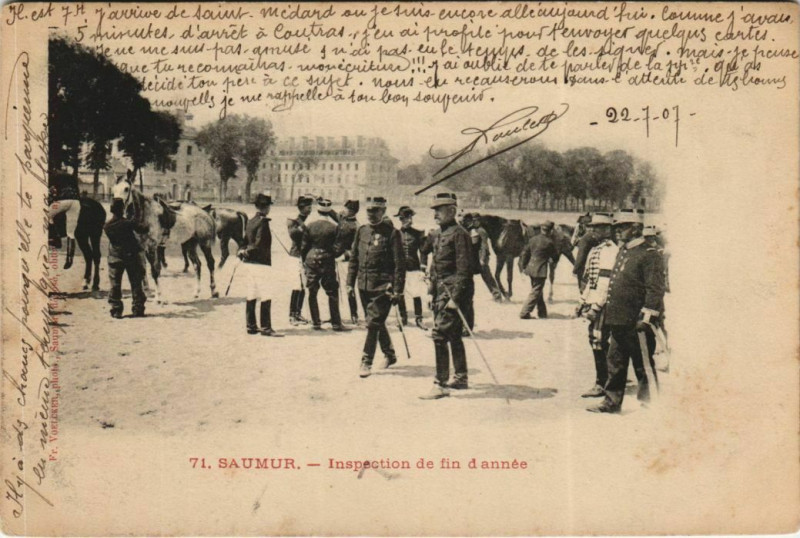 Carte postale ancienne Saumur Inspection de Fin d'Annee à Saumur