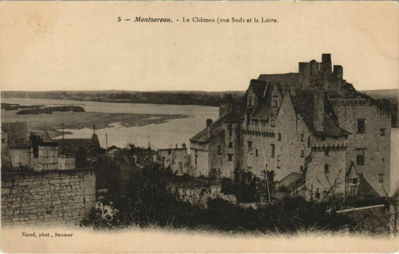 Carte postale ancienne Montsoreau Le Chateau et la Loire à Montsoreau