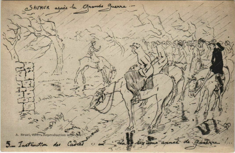 Carte postale ancienne Saumur apres la Grande Guerre - Cavalerie à Saumur