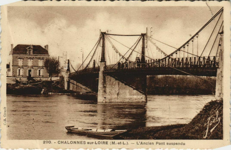 Carte postale ancienne Chalonnes-sur-Loire L'Ancien Pont Suspendu à Chalonnes-sur-Loire