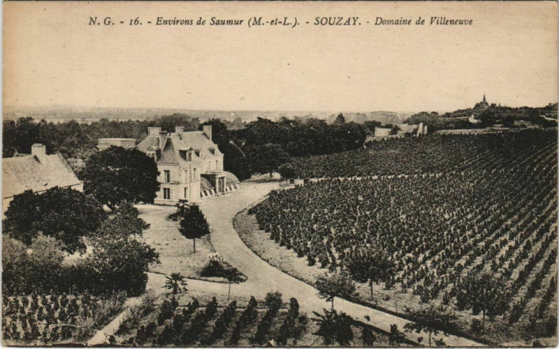 Carte postale ancienne Souzay Domaine de Villeneuve - Environs de Saumur à Saumur