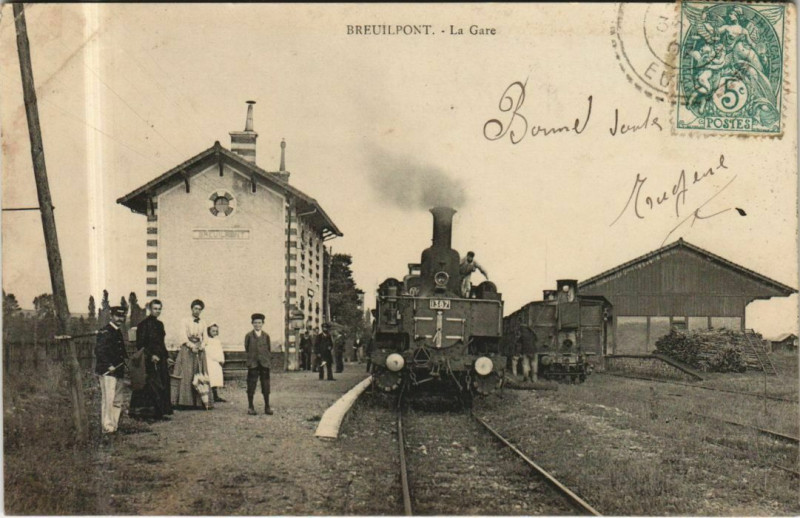 Carte postale ancienne Breuilpont La Gare à Breuilpont