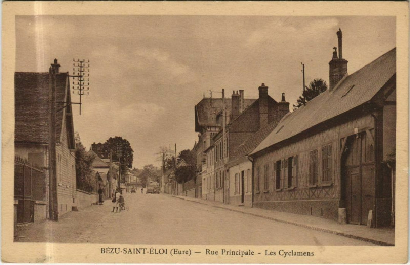 Carte postale ancienne Bezu-Saint-Eloi Rue Principale - Les Cyclamens