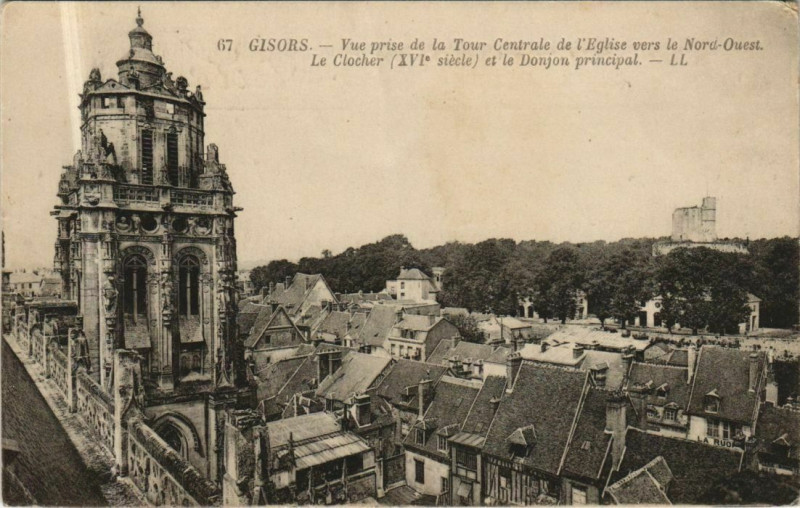 Carte postale ancienne Gisors Vue prise de la Tour Centrale de l'Eglise à Gisors
