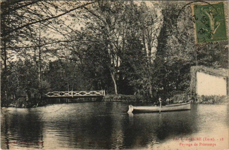 Carte postale ancienne Pacy-sur-Eure Paysage de Printemps à Pacy-sur-Eure