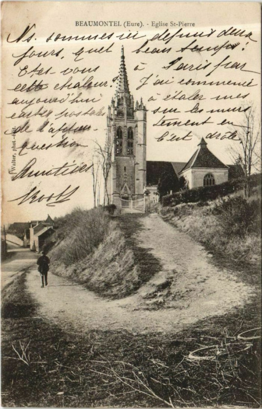 Carte postale ancienne Beaumontel Eglise Saint-Pierre à Beaumontel