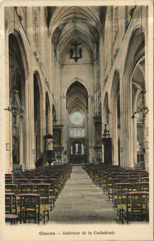 Carte postale ancienne Gisors Interieur de la Cathedrale à Gisors