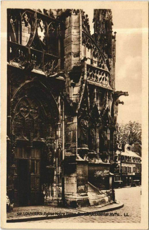 Carte postale ancienne Louviers Eglise Notre-Dame - Portail Occidental à Louviers