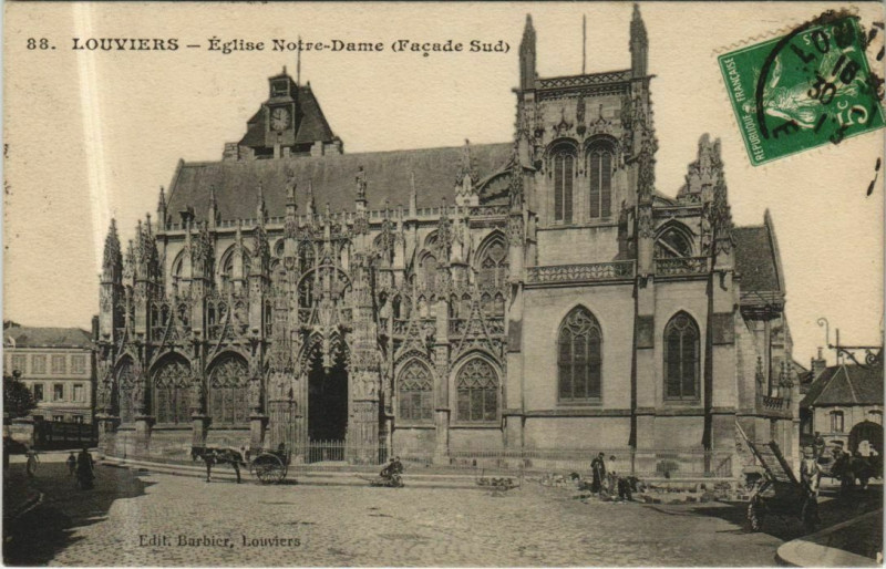 Carte postale ancienne Louviers Eglise Notre-Dame - Facade Sud à Louviers