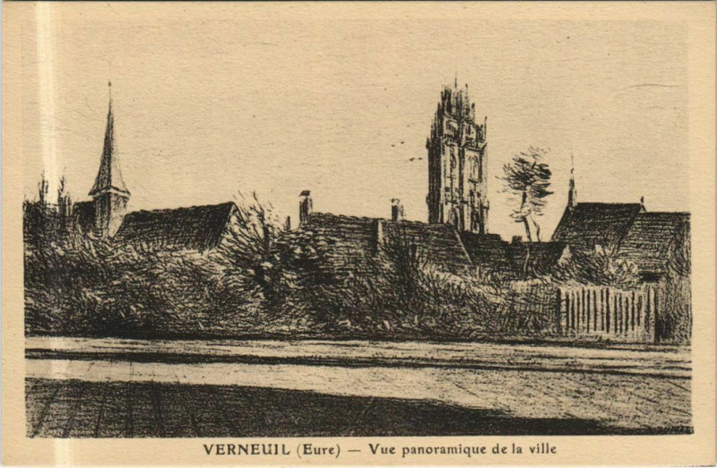 Carte postale ancienne Verneuil-sur-Avre Vue Panoramique de la Ville