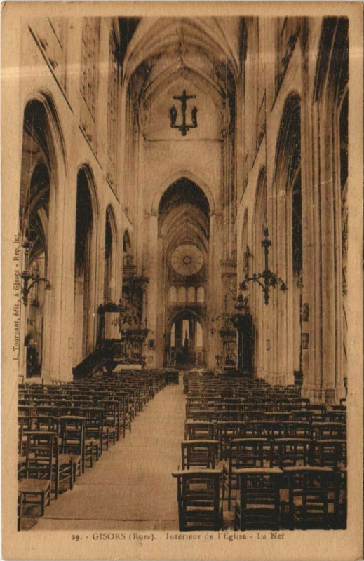 Carte postale ancienne Gisors Interieur de l'Eglise à Gisors
