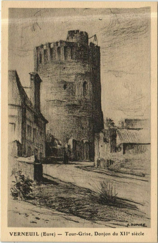 Carte postale ancienne Verneuil-sur-Avre Tour-Grise - Donjon