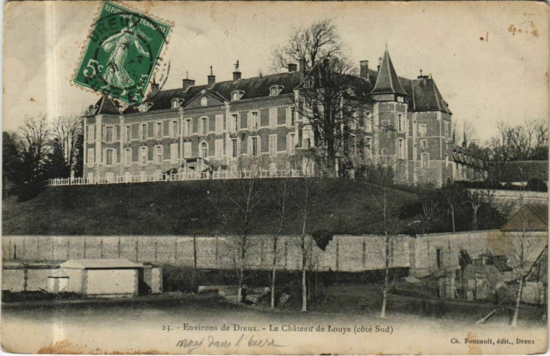 Carte postale ancienne Dreux Environs - Le Chateau de Louye - Cote Sud à Louye