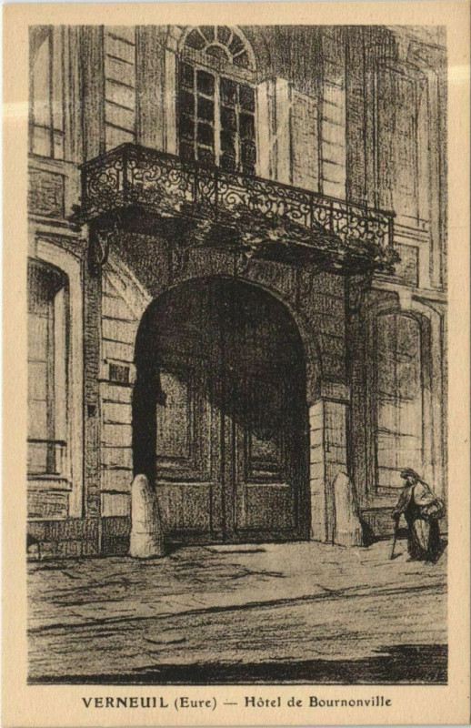 Carte postale ancienne Verneuil-sur-Avre Hotel de Bournonville