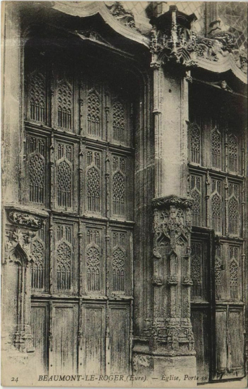 Carte postale ancienne Beaumont-le-Roger Eglise - Porte Sud à Beaumont-le-Roger
