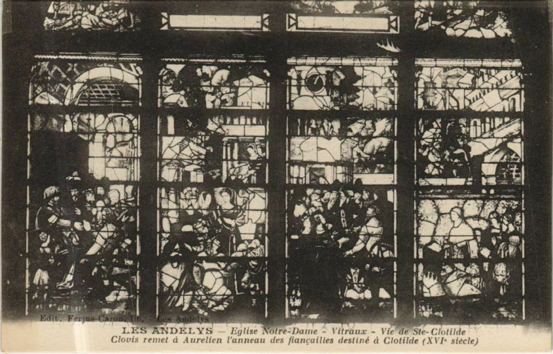 Carte postale ancienne Les Andelys Eglise Notre-Dame - Vitraux aux Andelys