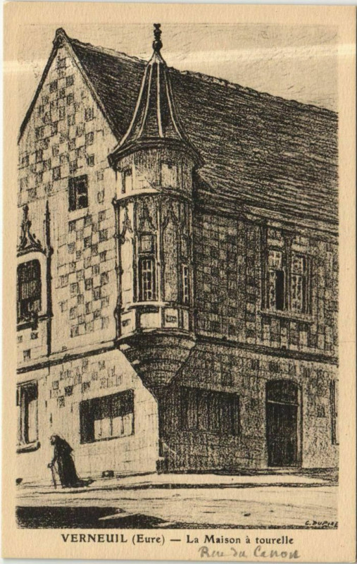 Carte postale ancienne Verneuil-sur-Avre La Maison a Tourelle
