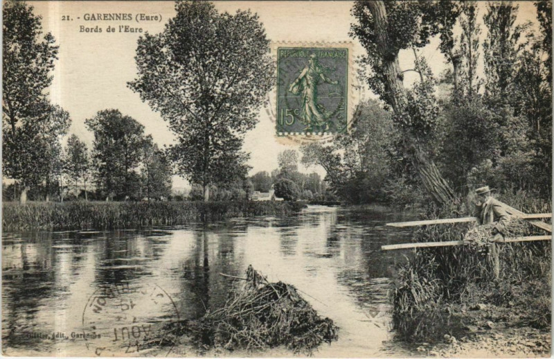 Carte postale ancienne Garennes-sur-Eure Bords de l'Eure à Garennes-sur-Eure