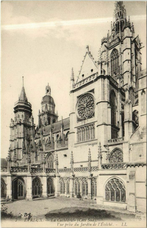 Carte postale ancienne Evreux La Cathedrale - Cote Sud