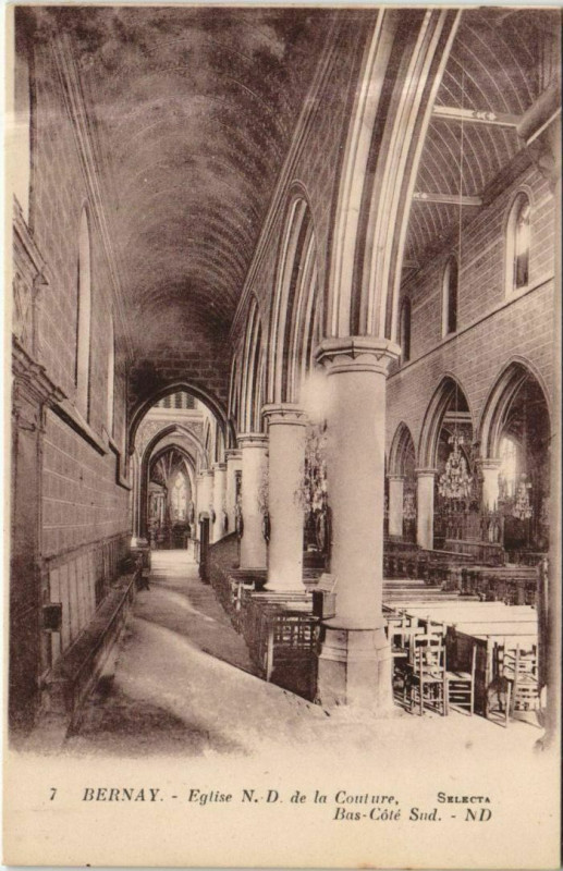 Carte postale ancienne Bernay Eglise N.-D. De la Couture à Bernay