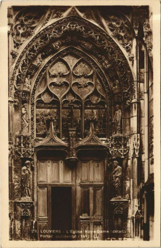 Carte postale ancienne Louviers L'Eglise Notre-Dame - Portail Occidental à Louviers