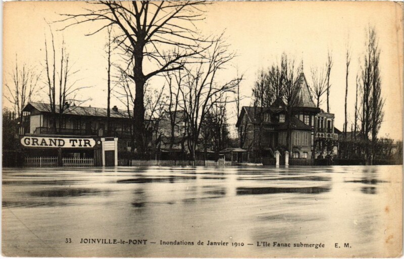 Carte postale ancienne Joinville le Pont L'Ile Fanac submergee France à Joinville-le-Pont