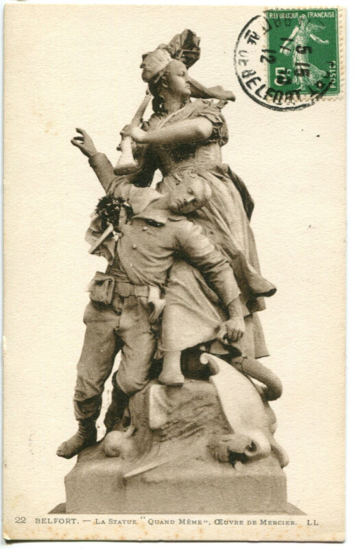 Carte postale ancienne Territoire-de-Belfort Belfort La Statue Quand Même à Belfort