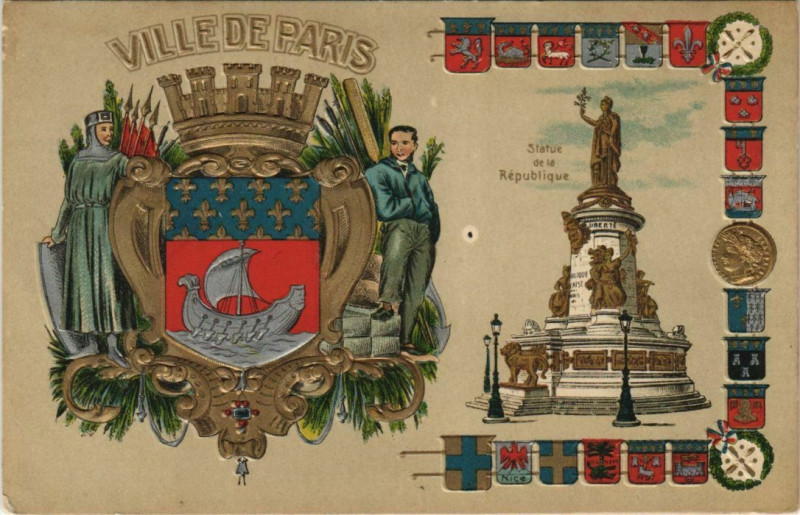 Carte postale ancienne Ville de Paris Embossed