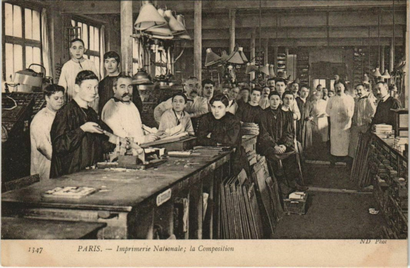 Carte postale ancienne Imprimerie Nationale - la Composition à Paris 3e