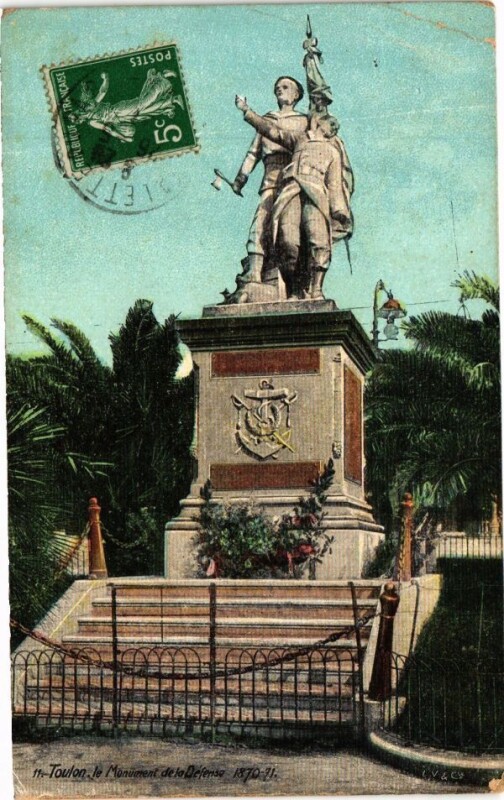 Carte postale ancienne Ed. Aqua 11 Toulon Le mOnument de la Défense à Toulon