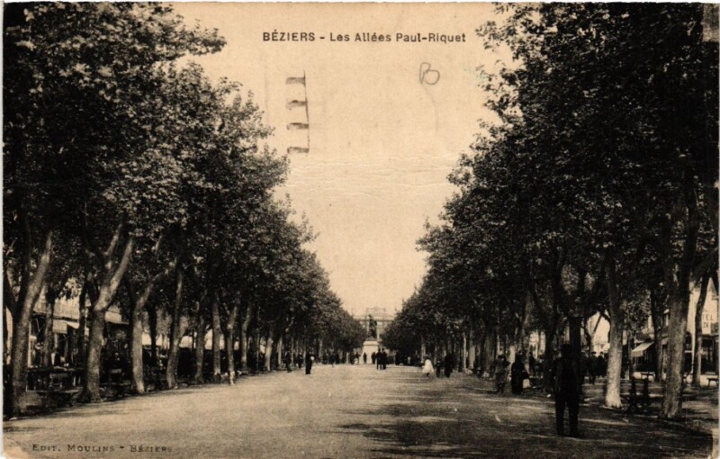 Carte postale ancienne Beziers - Les Allées Paul-Riquet à Béziers