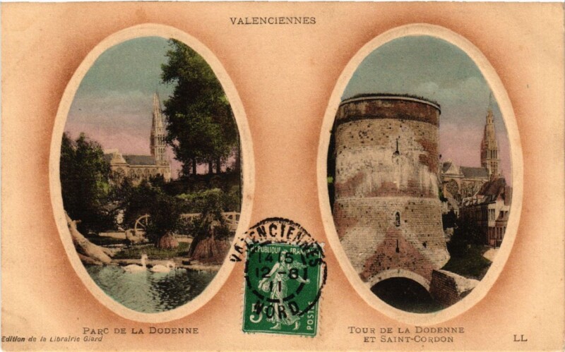 Carte postale ancienne Valenciennes - Parc de la Dodenne - Tour de la Dodenne et St à Valenciennes