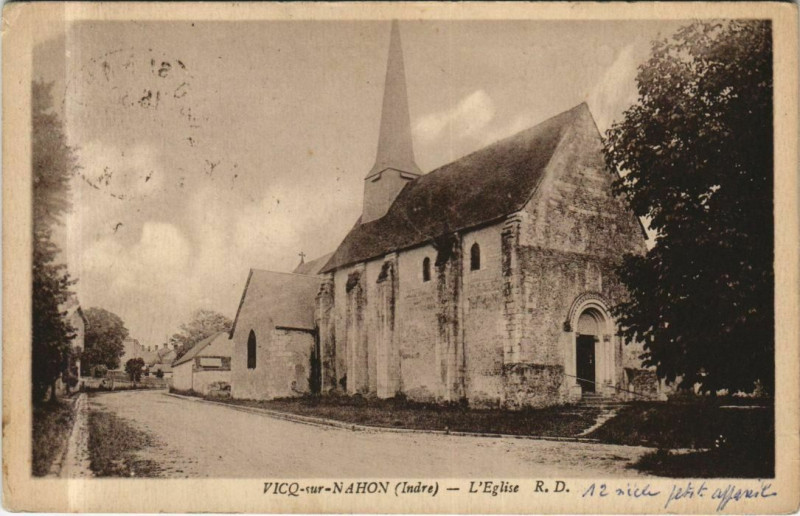 Carte postale ancienne Vicq s Nahon L'Eglise France