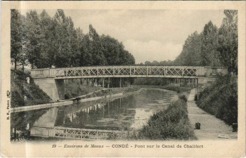 Carte postale ancienne Conde Pont s le Canal de Chalifert France