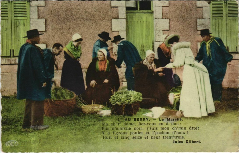 Carte postale ancienne Au Berry Le Marche France