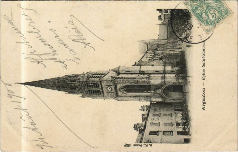 Carte postale ancienne Argenton Eglise Saint-Sauveur France