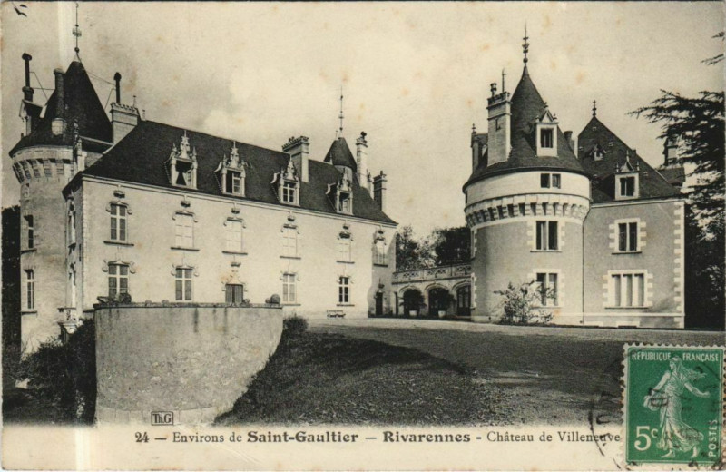 Carte postale ancienne Rivarennes Chateau de Villeneuve France à Rivarennes