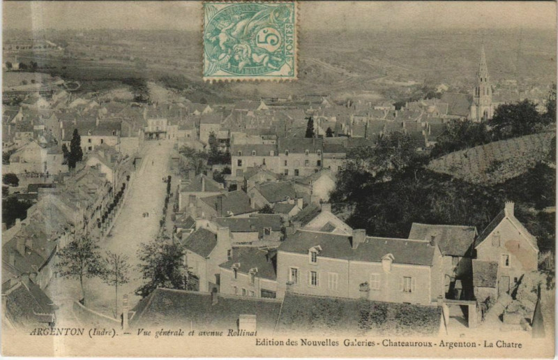 Carte postale ancienne Argenton Vue Generale et avenue Rollinat France